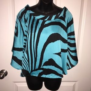 Turquoise & Black Satin Pancho